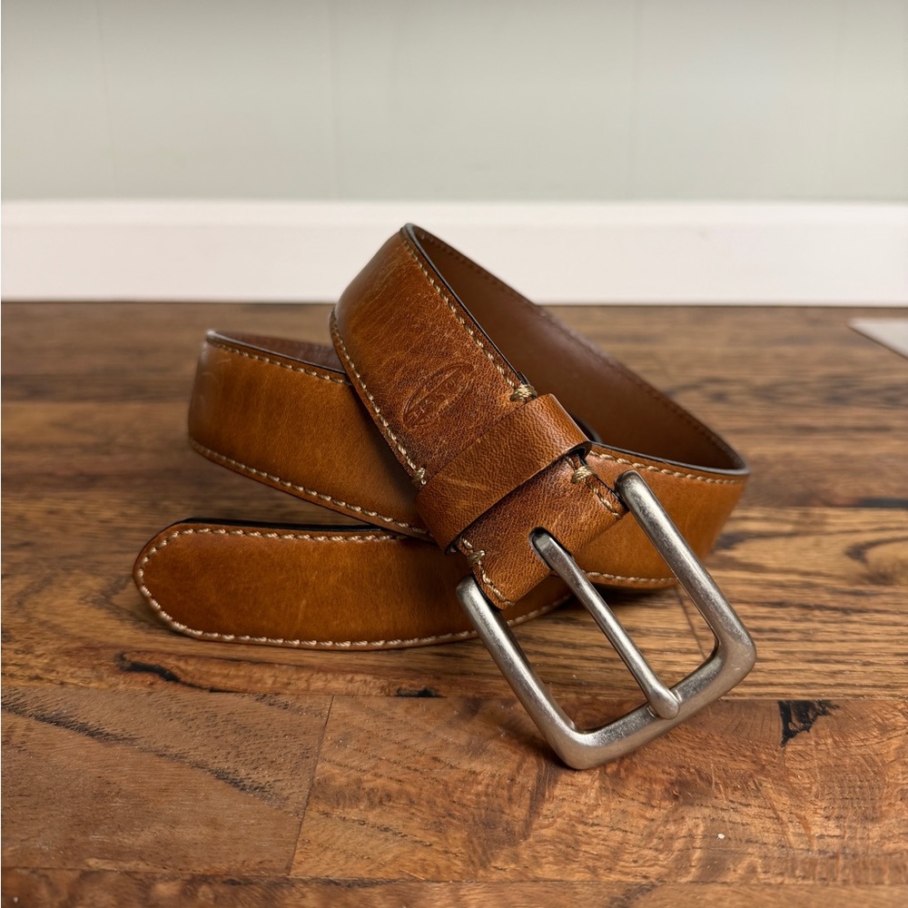 Fossil Brown Leather Belt with Silver Buckle Size 34